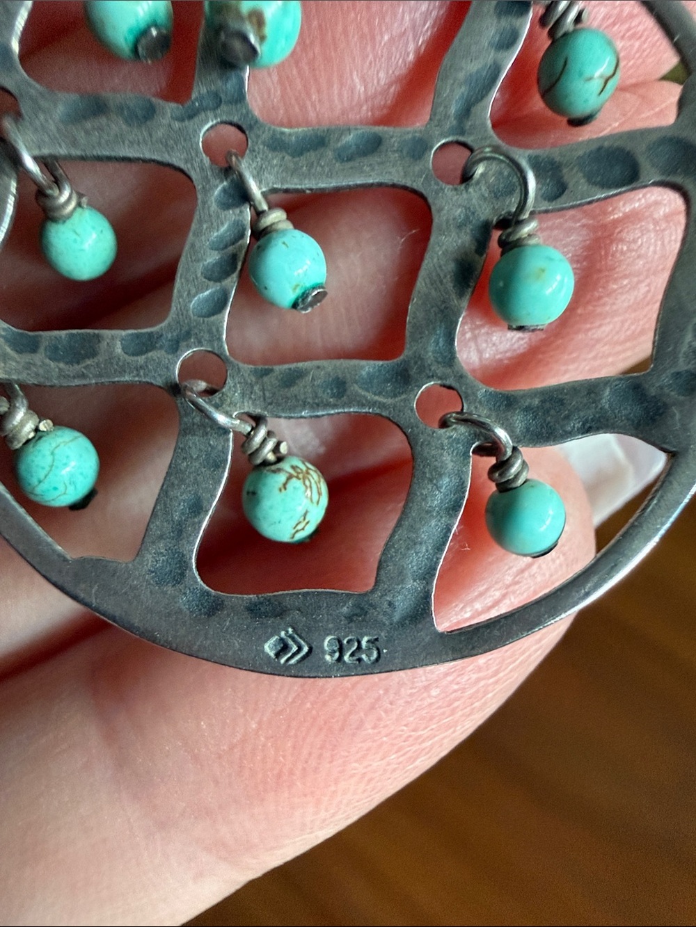 Silpada Sterling Silver Filigree Earrings with Turquoise Beads - Picture 2 of 3